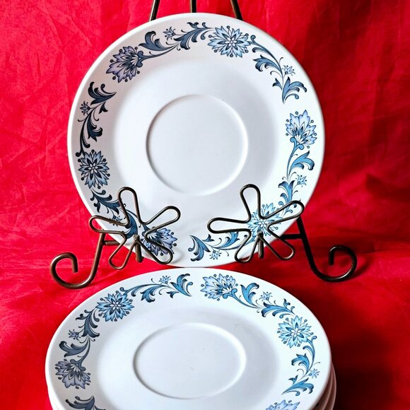 4 - Noritake Japan Progression Stephanie blue Floral Saucer 6" plate fine china - Picture 1 of 5